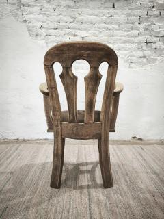 Dutch Brutalist Solid Oak Armchair with Reupholstered Leather Seat 1970s - 4802926
