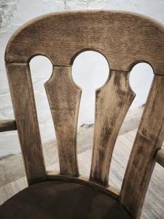 Dutch Brutalist Solid Oak Armchair with Reupholstered Leather Seat 1970s - 4802934
