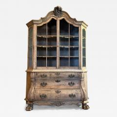 Dutch Cabinet Vitrine with Lower Bombe Chest of Drawers Circa 1860 - 4537872