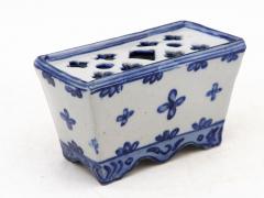 Dutch Delft Style Blue White Ceramic Flower Brick France Early 20th C  - 4291458