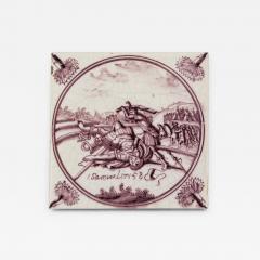 Dutch Faience Earthenware Mulberry Tile with Biblical Scene - 4250425