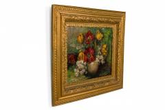 Dutch Hydrangea and Tulip Flora Still Life Oil Painting in an Ornate Giltwood Fr - 4654324