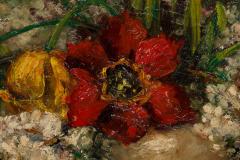 Dutch Hydrangea and Tulip Flora Still Life Oil Painting in an Ornate Giltwood Fr - 4654341