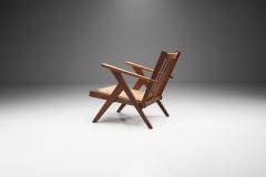 Dutch Lounge Chair with Woven Rush Seat The Netherlands 1950s - 2139712