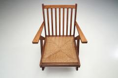 Dutch Lounge Chair with Woven Rush Seat The Netherlands 1950s - 2139716