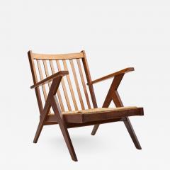 Dutch Lounge Chair with Woven Rush Seat The Netherlands 1950s - 2162369