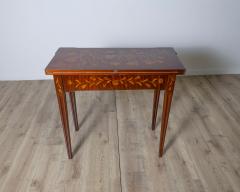 Dutch Marquetry Inlaid Game Table with Leather Interior Late 18th Century - 4189756
