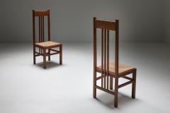 Dutch Modernist High Back Chairs with Cord Seating 1920s - 1320430