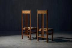 Dutch Modernist High Back Chairs with Cord Seating Netherlands 1920s - 4106855