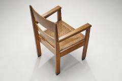 Dutch Oak Art Deco Chairs with Rush Seats The Netherlands 1920s - 3376970