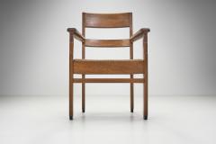 Dutch Oak Art Deco Chairs with Rush Seats The Netherlands 1920s - 3376972