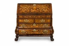 Dutch Rococo Bombe Marquetry Inlaid Drop Front Desk Secretary - 4169752