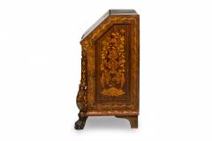Dutch Rococo Bombe Marquetry Inlaid Drop Front Desk Secretary - 4169753