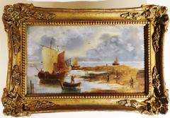 Dutch School Oil Painting Seascape Genre Scene - 2292265