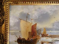 Dutch School Oil Painting Seascape Genre Scene - 2292266