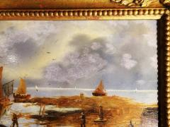 Dutch School Oil Painting Seascape Genre Scene - 2292267
