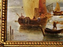 Dutch School Oil Painting Seascape Genre Scene - 2292270