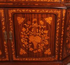 Dutch Showcase Cabinet Or Vitrine In Wood Marquetry With Floral Decor - 2888673