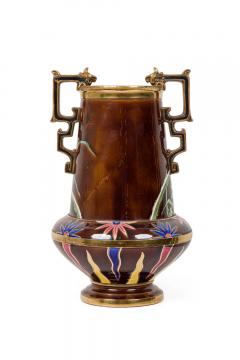 Dutch Victorian Aesthetic Movement Monumental Gilt Painted Ceramic Vessel - 4199736