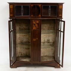 E Goodall Arts Crafts Mahogany Inlaid Display Cabinet by E Goodall - 4182869