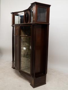 E Goodall Arts Crafts Mahogany Inlaid Display Cabinet by E Goodall - 4182871