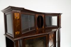 E Goodall Arts Crafts Mahogany Inlaid Display Cabinet by E Goodall - 4182872