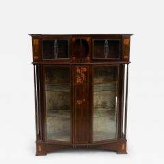 E Goodall Arts Crafts Mahogany Inlaid Display Cabinet by E Goodall - 4206010