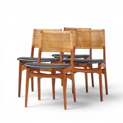 E Knudsen for Jensen Lykkegaard Model 47 Teak Cane Dining Chair Set of 4 - 4637797