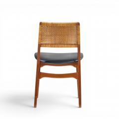 E Knudsen for Jensen Lykkegaard Model 47 Teak Cane Dining Chair Set of 4 - 4637801