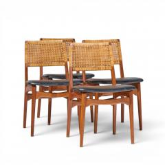 E Knudsen for Jensen Lykkegaard Model 47 Teak Cane Dining Chair Set of 4 - 4638797