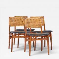 E Knudsen for Jensen Lykkegaard Model 47 Teak Cane Dining Chair Set of 4 - 4638827