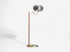 E W A Swedish Modern Leather Brass Floor Lamp Sweden 1950s - 4207140