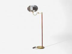E W A Swedish Modern Leather Brass Floor Lamp Sweden 1950s - 4207142