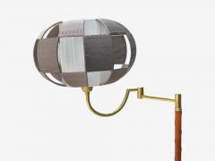 E W A Swedish Modern Leather Brass Floor Lamp Sweden 1950s - 4207143