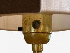 E W A Swedish Modern Leather Brass Floor Lamp Sweden 1950s - 4207146