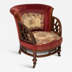 E W Godwin Attributed an Anglo Japanese Circular Armchair with Fan Shaped Arms - 4233014