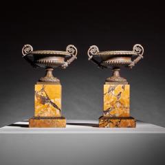 EARLY 19TH CENTURY FRENCH BRONZE AND MARBLE TAZZAS - 3499554