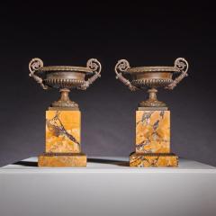 EARLY 19TH CENTURY FRENCH BRONZE AND MARBLE TAZZAS - 3499557