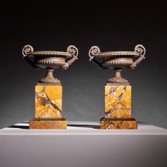EARLY 19TH CENTURY FRENCH BRONZE AND MARBLE TAZZAS - 3499565