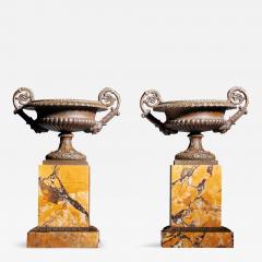 EARLY 19TH CENTURY FRENCH BRONZE AND MARBLE TAZZAS - 3505350