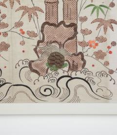 EARLY 20TH CENTURY JAPANESE WOOD BLOCK AND EMBROIDERED SILK - 3677006