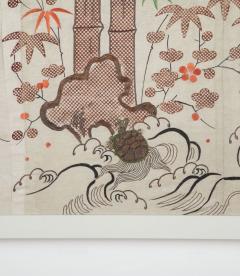 EARLY 20TH CENTURY JAPANESE WOOD BLOCK AND EMBROIDERED SILK - 3677010