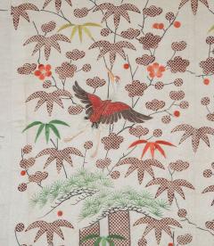 EARLY 20TH CENTURY JAPANESE WOOD BLOCK AND EMBROIDERED SILK - 3677017