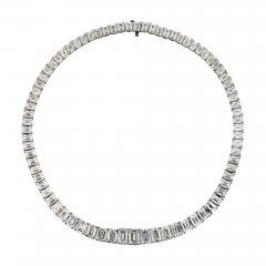 EC 74cttw Emerald Cut GIA Diamond Tennis Necklace - 4391773