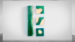 EDUARD LOCOTA Aqua Blocks Contemporary Wall Sculpture by Eduard Locota Acrylic Glass Marble - 2776057