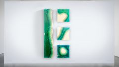 EDUARD LOCOTA Aqua Blocks Contemporary Wall Sculpture by Eduard Locota Acrylic Glass Marble - 2776058