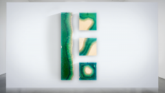 EDUARD LOCOTA Aqua Blocks Contemporary Wall Sculpture by Eduard Locota Acrylic Glass Marble - 2776059