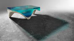 EDUARD LOCOTA Delmare Coffee Table by Eduard Locota Green Turquoise Acrylic Glass Marble - 2774216