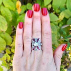 EDWARDIAN DIAMOND AND RUBY PLATINUM RING CIRCA 1910 - 2761838