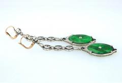 EDWARDIAN JADE DIAMOND AND ENAMEL DANGLE EARRINGS - 2749277